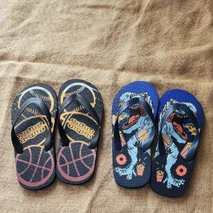 TCP Kids Blue Dinosaur Flip Flops - Comfortable Summer Sandals
